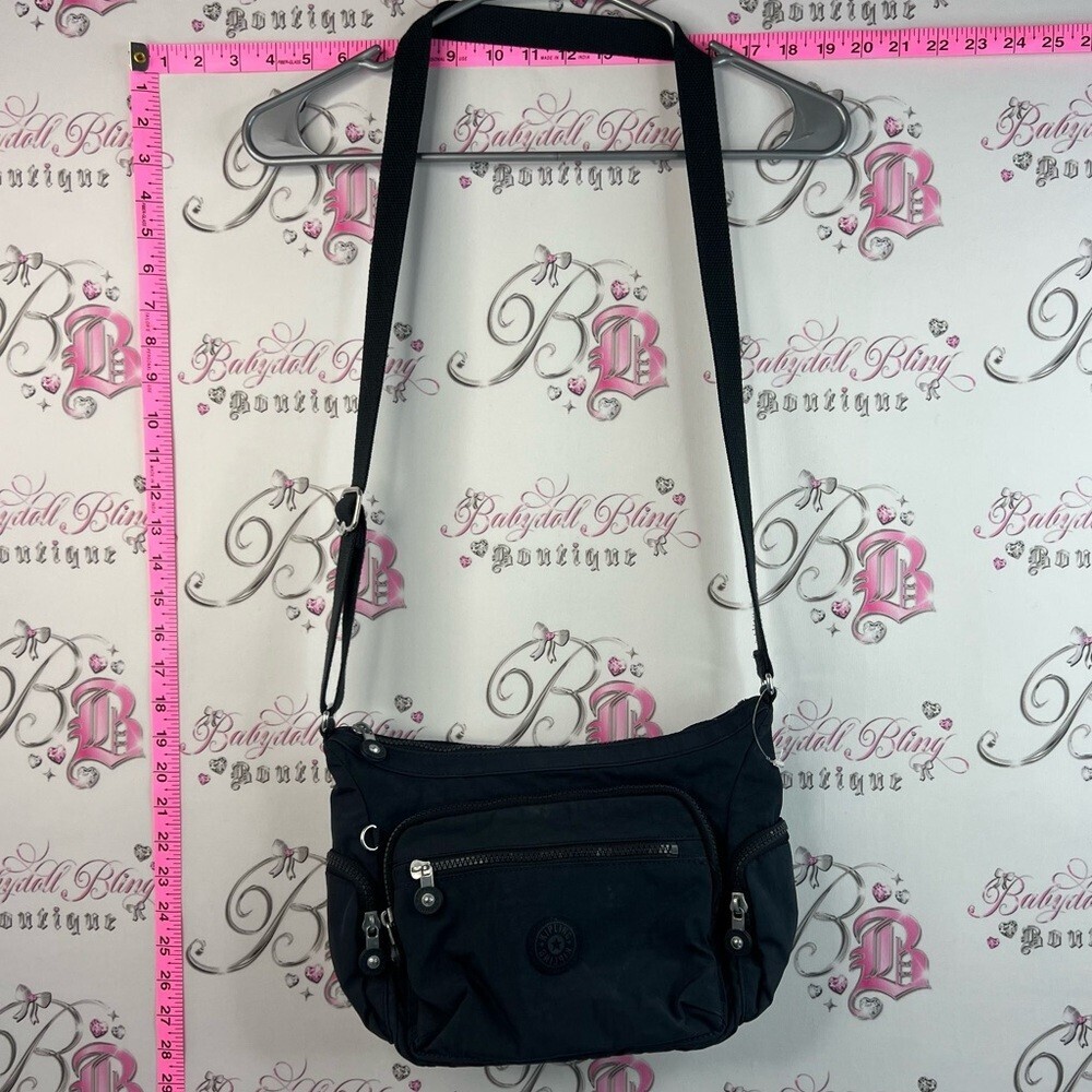 Kipling live light bag pockets multi durable Black Crossbody Shoulder Bag silver